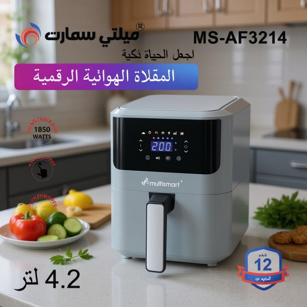 001-6.jpeg Friteuse sans Huile 4.2 L 1350W Digital MultiSmart MS-AF3214 Noir – Image 1