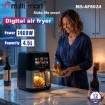 Friteuse inox Sans Huile 4.5L 1400W Numérique Avec Fenêtre Visible Multismart MS-AF6024 – Image 3
