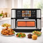 Air fryer Numérique Bac 10L 2600W Avec Séparation - Digital Multiprogrammes En inox Sonashi SAF-115